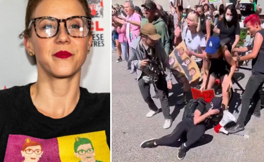 Hollywood actress shoved to ground by police while leading ‘peaceful’ protesters on busy freeway