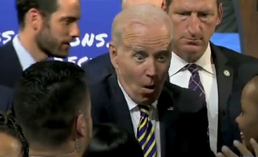 Joe Biden seen making 'FISH FACES' at a child after speech - all captured on video